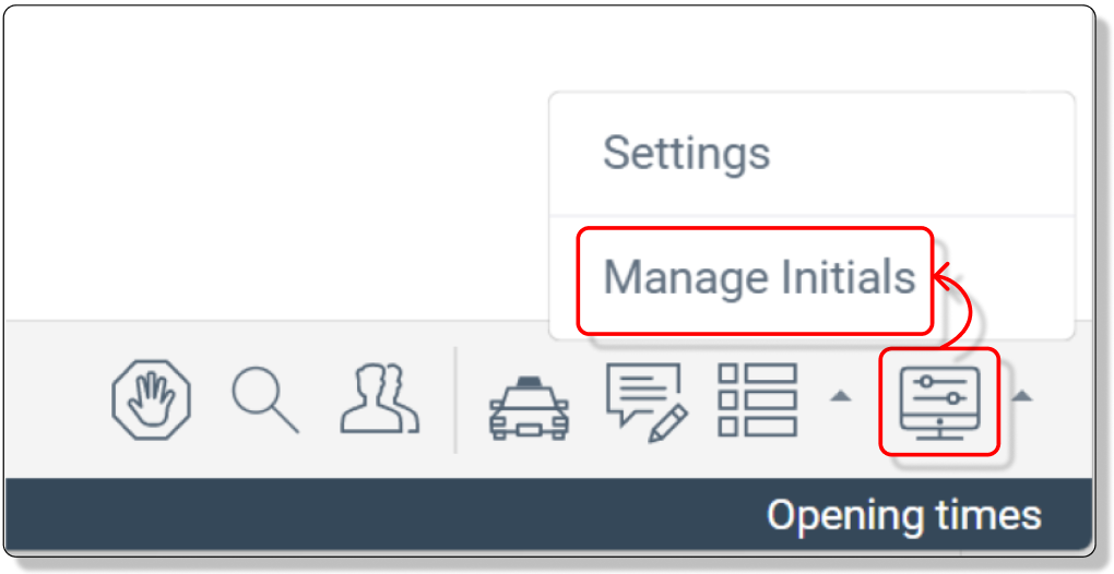 Manage Initials - DinnerBooking Support